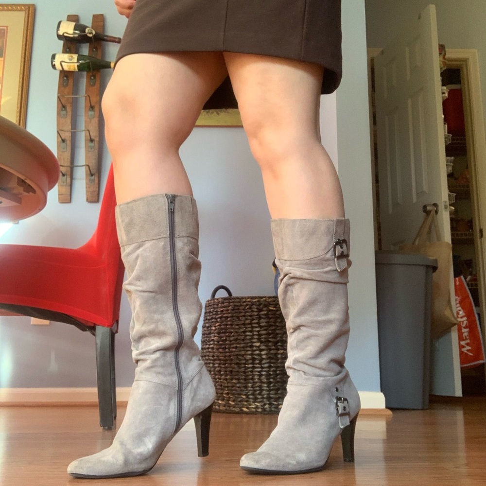Soft and tall grey boots